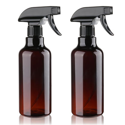 Picture of Plastic Spray Bottles Empty Spray Bottle 16.9oz/500ml 2 Pack Heavy Duty Spraying Bottles Mist/Stream Water Bottle for Cleaning Solutions, Essential Oils, Hair, Cooking (Amber)