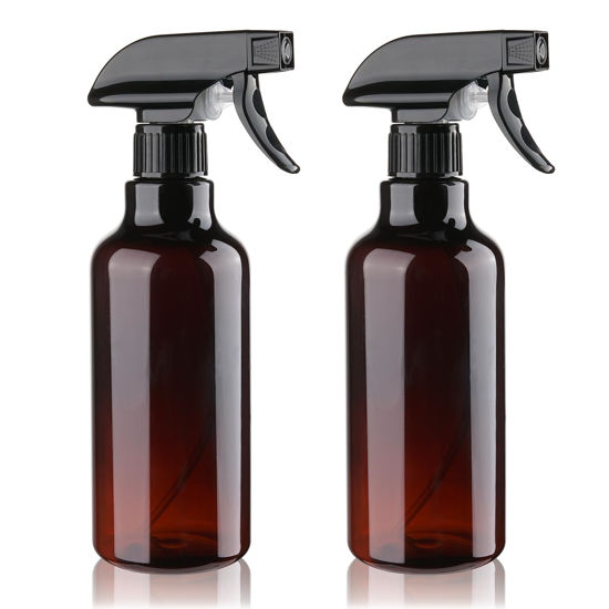 Picture of Plastic Spray Bottles Empty Spray Bottle 16.9oz/500ml 2 Pack Heavy Duty Spraying Bottles Mist/Stream Water Bottle for Cleaning Solutions, Essential Oils, Hair, Cooking (Amber)