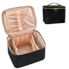 Picture of OCHEAL Travel Makeup Bag, Cosmetic Bags for Women Makeup Case Organizer Large Capacity Travel Toiletry Bag Storage Bags with Divider and Handle for Cosmetics Toiletries Brushes Tools-Large, Black
