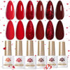 Picture of Born Pretty Red Gel Nail Polish Set Dark Burgundy Wine Red Gel Polish Bloody Mary Valentine's Day Gift Collection Popular Shimmer Glitter Red Nail Gel Soak Off U v LED Gel Nail Art Design Minicure DIY