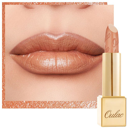 Picture of Oulac Matte Lipstick with Metallic Shine, Comfortable Creamy Texture, Smooth No Grainy Feeling, Vegan & Gluten Free, Full-Coverage Lip Colour 4.3 g, GM10 Chicness