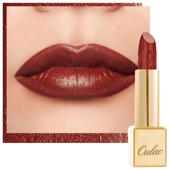 Picture of Oulac Matte Lipstick with Metallic Shine, Comfortable Creamy Texture, Smooth No Grainy Feeling, Vegan & Gluten Free, Full-Coverage Lip Colour 4.3 g, GM13 Daring