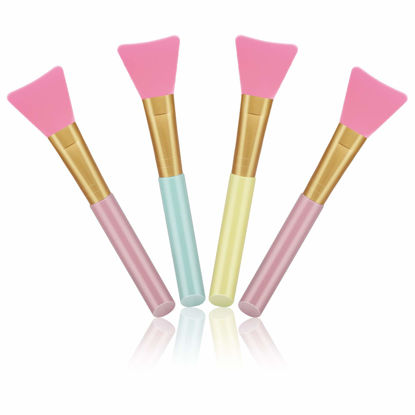 Picture of Cuttte 4pcs Silicone Face Mask Applicators, Flexible Facial Mud Masks Applicator, Hairless Moisturizers Tools, Soft Facial Brushes for Mud, Clay, Charcoal (Peach)