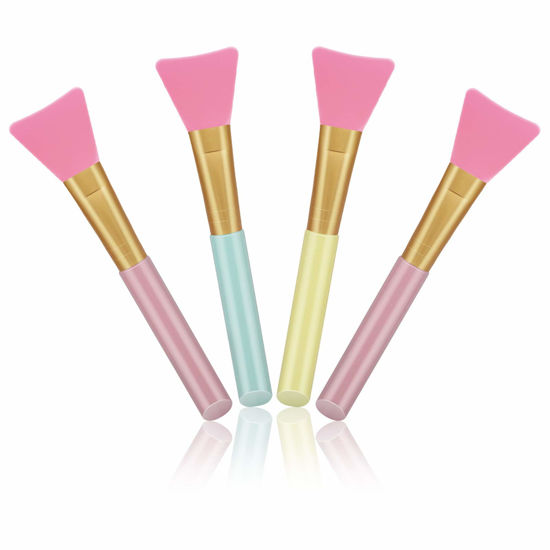 Picture of Cuttte 4pcs Silicone Face Mask Applicators, Flexible Facial Mud Masks Applicator, Hairless Moisturizers Tools, Soft Facial Brushes for Mud, Clay, Charcoal (Peach)