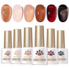 Picture of Born Pretty Jelly Gel Nail Polish Set Fall Winter Jelly Brown Burgundy Black Gel Polish Sheer Milky Jelly Nude Transparent Gel Polish Set Nail Art Varnish Manicure Collection Gift Set 7ML 6PCS