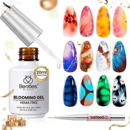 Picture of Beetles Nail Blooming Gel, 20ml Large Capacity Hema Free Clear UV LED Blossom Gel Polish for Spreading Effect Marble Natural Stone Watercolor Floral Print Soak off Uv Gel DIY Valentines Gift for Women