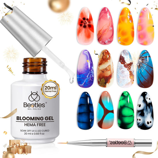 Picture of Beetles Nail Blooming Gel, 20ml Large Capacity Hema Free Clear UV LED Blossom Gel Polish for Spreading Effect Marble Natural Stone Watercolor Floral Print Soak off Uv Gel DIY Valentines Gift for Women