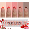 Picture of BTArtboxnails XCOATTIPS French Tip Press on Nails - Red Press On Nails Short, Valentines Almond Fake Nails, 160Pcs Soak Off Soft Gel Acrylic Nail Extension in 16 Sizes