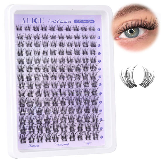 Picture of Lash Clusters Natural Lash Extensions Invisible Band Waterproof 8-16mm Cluster Eyelash Extensions Wispy Eyelash Clusters Individual Lashes Cluster Lashes by ALICE
