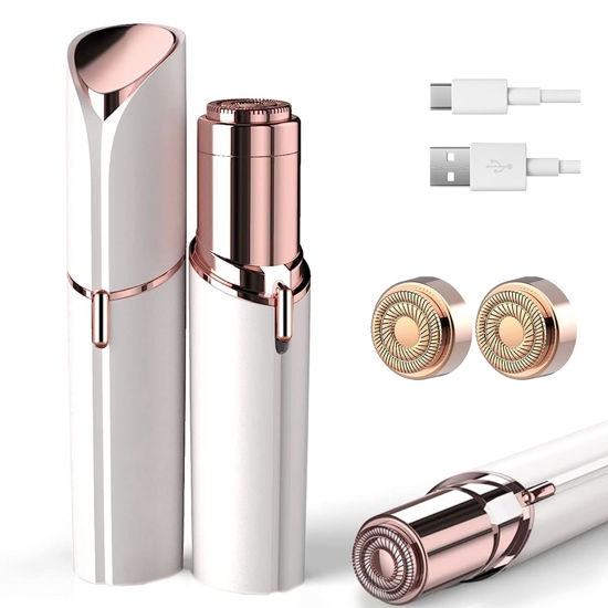 Picture of Facial Hair Removal for Women, Ladies Face Shaver for Upper Lip Chin and Peach Fuzz with USB Rechargeable Included 2 pc Replacement Heads