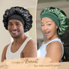 Picture of YANIBEST Bonnet for Men Hair Bonnet for Sleeping Double Layer Satin Bonnets for Black Women Curly Hair Braids,Blue