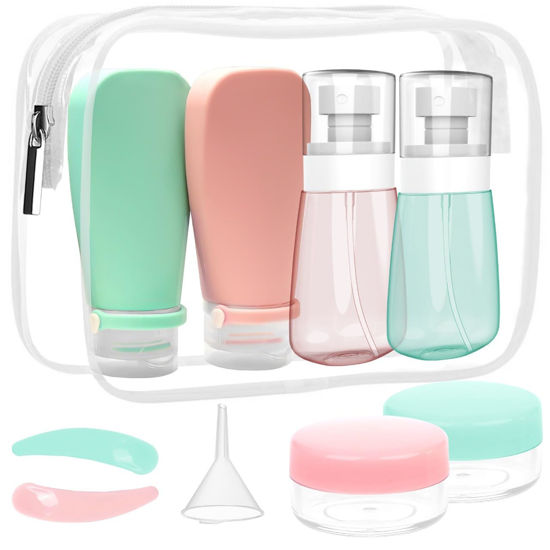 Picture of RELANOR Pack of 9 Travel Bottle Set - TSA Approved Leakproof Toiletry Kit - Perfect For Travel, Toners, Skincare, and Cosmetics