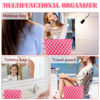 Picture of ZLFSRQ 2Pcs Checkered Makeup Bag for Women Large Cosmetic Bag Set Travel Toiletry Bag Makeup Pouch Bag for Purse Pink Zipper Storage Bag Organizer Cute Small Aesthetic Girls Car Essentials Bag