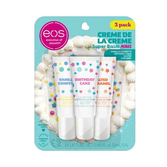 Picture of eos 24H Moisture Super Balm Minis- Crème de la Crème, Limited-Edition Lip Mask, Variety Pack, 0.169 fl oz, 3-Pack