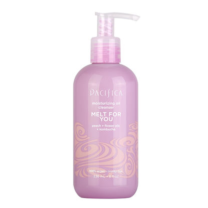 Picture of Pacifica Facial Cleanser Oil - Melt For You Daily Hydrating Face Wash & Makeup Remover, Infused w/Kombucha, Botanical & Peach Oils, Natural Scented, Vegan, Clean Beauty, Dermatologist Tested