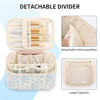 Picture of OCHEAL Makeup Bag Portable Cosmetic Bag For Women, Large Capacity Travel Makeup Case Organizer, Toiletry Bag for Girls Traveling With Handle and Divider-Flowers