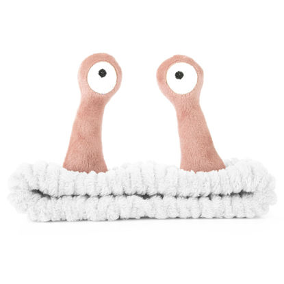 Picture of Face Wash Headband, Palm and Snail Spa Hair Bands Makeup Headbands Women Cartoon Cute Coral Fleece Elastic Headband Creative Hair Accessories for Washing Face Shower Sports (Pink&White)