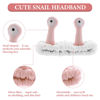 Picture of Face Wash Headband, Palm and Snail Spa Hair Bands Makeup Headbands Women Cartoon Cute Coral Fleece Elastic Headband Creative Hair Accessories for Washing Face Shower Sports (Pink&White)