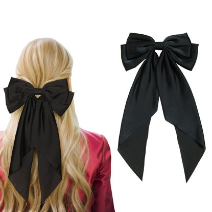 Picture of Women's Satin Hair Accessories: Long Ribbon Hair Pins with Big Bows for Party and Daily Wear