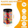 Picture of Patelai 4 Pieces Round Clear Wide-mouth Leak Proof Plastic Container Jars with Lids for Travel Storage Makeup Beauty Products Face Creams Oils Salves Ointments DIY Making or Others (Black,12 Ounce)