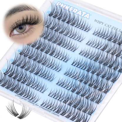Picture of PHKERATA Wispy Lash Clusters Natural Eyelash Clusters 7-15 mm C Curl Eyelash Clusters Lashes 144 pcs Wispy Cat Eye Individual Lashes Clusters DIY Eyelash Extensions