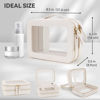 Picture of Prite Double Layer Makeup Bag for Women Portable Clear Makeup Bag Cute Waterproof Travel Cosmetic Bag with Gold Zipper for Car Essentials(Beige)