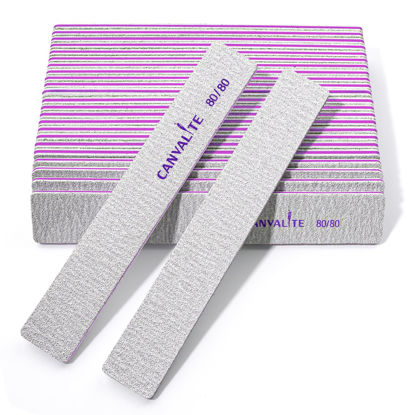 Picture of Canvalite 25 PCS Nail File Professional Nail Files Reusable Double Sided Emery Board(80/80 Grit) Nail Styling Tools for Home and Salon Use