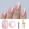 Picture of Double Rhythm Jelly Glass Cat Eye Gel Polish with Magnet 15ML Holographic Glitter Shimmer Translucent Sheer Color Magnetic Nail Polish Salon DIY at Home (Jelly Pink Nude-MC1104)