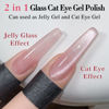 Picture of Double Rhythm Jelly Glass Cat Eye Gel Polish with Magnet 15ML Holographic Glitter Shimmer Translucent Sheer Color Magnetic Nail Polish Salon DIY at Home (Jelly Pink Nude-MC1104)