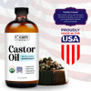 Picture of Castor Oil Organic Cold Pressed Unrefined Glass Bottle Hexane Free Extra Virgin USDA Certified 100% Pure Organic Castor Oil for Hair Growth Eyebrows Eyelashes Skin Use with Castor Oil Pack Wrap 32oz