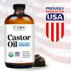 Picture of Castor Oil Organic Cold Pressed Unrefined Glass Bottle Hexane Free Extra Virgin USDA Certified 100% Pure Organic Castor Oil for Hair Growth Eyebrows Eyelashes Skin Use with Castor Oil Pack Wrap 32oz