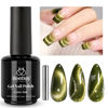 Picture of Beetles Green Cat Eye Gel Nail Polish, 15ML Olive Green Cat Eye Glitter Gel Nail Polish, Holographic Glitter Olive Green Cat Eye Magnetic Gel Polish Soak Off Uv Nail Art Manicure Gifts for Women