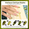 Picture of Beetles Green Cat Eye Gel Nail Polish, 15ML Olive Green Cat Eye Glitter Gel Nail Polish, Holographic Glitter Olive Green Cat Eye Magnetic Gel Polish Soak Off Uv Nail Art Manicure Gifts for Women