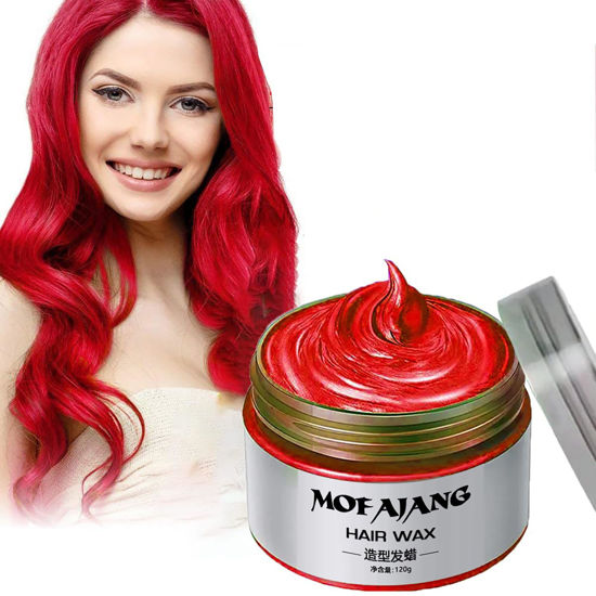 Picture of Red Temporary Hair Color,Natural Hair Color Wax,Kids Temporary Red Hair Spray,Hair Wax Color Spray 4.23 Ounces,Hair Wax Dye for Christmas Parties,Role Playing and Halloween. (Red)