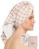Picture of Kitsch XL Microfiber Hair Towel Wrap - Soft Hair Towels for Women | Quick Drying Microfiber Hair Towel for Curly Hair | Large Hair Wrap Towels | Hair Turbans for Wet Hair (Terracotta Checker)