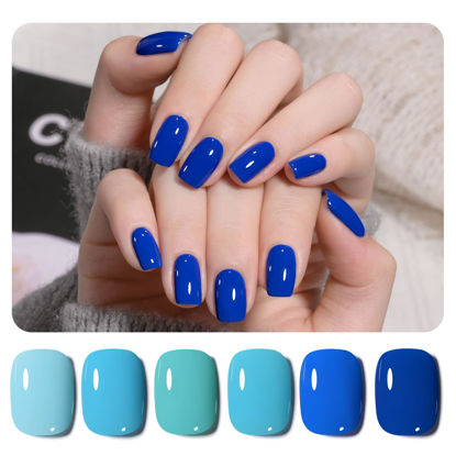 Picture of GAOY Blue Gel Nail Polish, Royal Navy Baby Blue, Bright Llight Blue Gel Polish Kit for Salon Gel Manicure and Nail Art DIY at Home