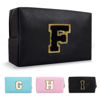 Picture of Personalized Initial A-Z Preppy Patch Makeup Bag,Small PU Chenille Letter Cosmetic Bag with Zipper for Teen Girls,Black Cute Toiletry Organizer Bag,Monogram Makeup Case Gift for Women Girls,Letter F
