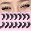 Picture of Mink Lashes Fluffy Volume False Eyelashes Wispy Strip Fake Eyelashes Cat Eye Lashes Thick 20MM Long False Lashes 7 Pairs Pack Natural Look