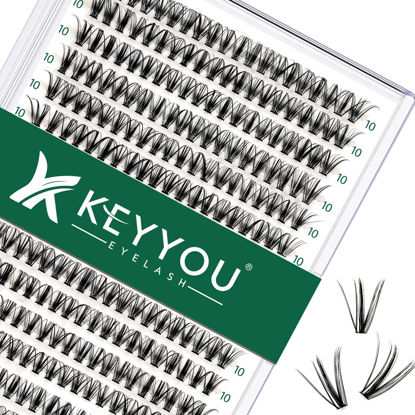 Picture of Lash Clusters 300pcs Individual Lashes 30D 0.07D Curl 10mm DIY Eyelash Extension KEYYOU Large Tray Volume Soft&Natural Cluster Lashes(30D-0.07D,10）