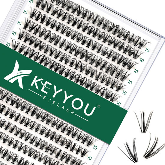 Picture of Lash Clusters 300pcs Individual Lashes 30D 0.07D Curl 10mm DIY Eyelash Extension KEYYOU Large Tray Volume Soft&Natural Cluster Lashes(30D-0.07D,10）