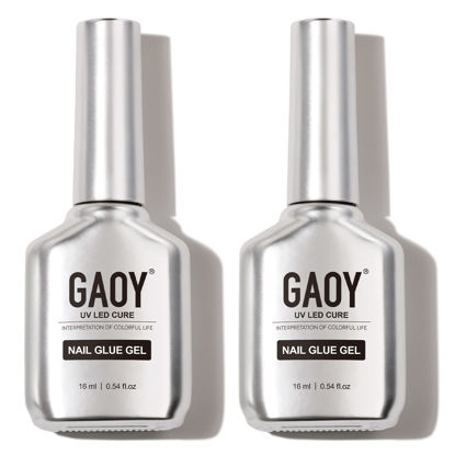 Picture of GAOY 2Pcs 16ml Gel Nail Glue, Gel X for Acrylic Nails Tips, 2 in 1 Nail Glue and Base Coat, UV Light Cure