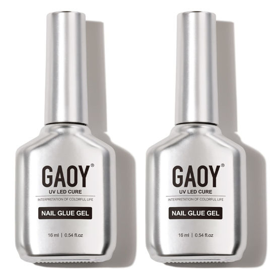 Picture of GAOY 2Pcs 16ml Gel Nail Glue, Gel X for Acrylic Nails Tips, 2 in 1 Nail Glue and Base Coat, UV Light Cure