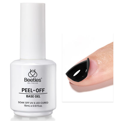 Picture of Beetles Peel Off Base Coat for Gel Nail Polish, 15ml Peel off Gel Base Coat Easy Removal, UV LED Lamp Peel off Nail Polish without Damage, Long Lasting Peelable Base Gel for Beginners Weak Thin Nails