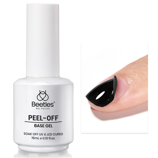 Picture of Beetles Peel Off Base Coat for Gel Nail Polish, 15ml Peel off Gel Base Coat Easy Removal, UV LED Lamp Peel off Nail Polish without Damage, Long Lasting Peelable Base Gel for Beginners Weak Thin Nails