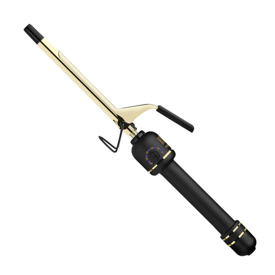 Picture of HOT TOOLS New and Improved 24K Gold Professional 1/2" Extended Barrel Curling Iron with Clamp for Super Tight Curls | 24K Gold Technology for Long-Lasting Results & Longer Barrel for Easy Styling