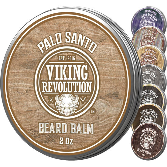 Picture of Viking Revolution Palo Santo Beard Balm for Men - Beard Butter for Men with Argan Oil and Jojoba Oil - Beard Softener and Beard Moisturizer for Men Beard Styling Balm (1 Pack, 2oz)