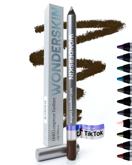 Picture of Wonderskin 1440 Longwear Brown Glitter Waterproof Eyeliner Pencil - Sharpenable Eyeliner Pencil & Smudge Proof Brown Eye Liner Pencils (Gold Mocha)