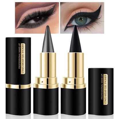 Picture of Kaely 2Pcs Black Gray Gel Eyeliner Pencil,Natural Cream Eye Liner Waterproof Smudge Proof,Cat Eye Black Smokey Eyeshadow Palette Stick Crayon,Goth Halloween Makeup,delineador de ojos contra el agua