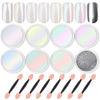 Picture of Artdone 8 Jars Chrome Nail Powder Magic White Pearl Kit Mirror Effect Silver Metallic Holographic Dip Nail Powder For Resin Craft & Nail Art Fimo, Decoration Iridescent Aurora Mermaid Pigment