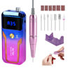 Picture of Portable Nail Drill Professional 35000 RPM, Rechargeable Electric Nail File Machine E File for Acrylic Nails Gel Polishing Removing, Cordless Efile with Bits Kit for Manicure Salon Home, Blue & Purple